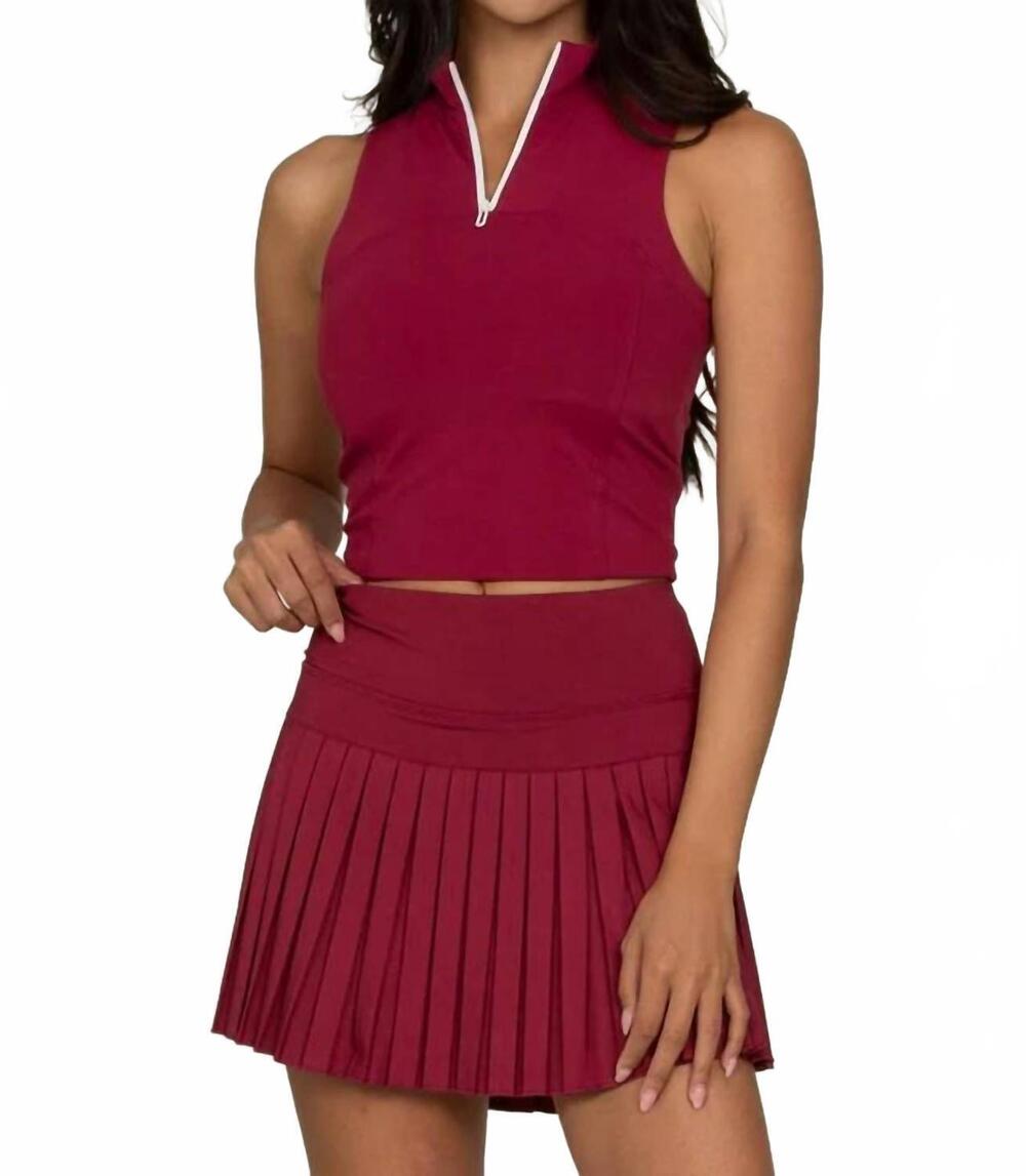 NEW GOLD HINGE pleated tennis skirt in mulberry